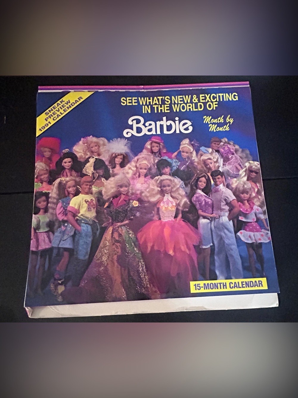 Vintage 1991 Barbie Sneak Preview 15-Month Calendar Mattel Month by Month